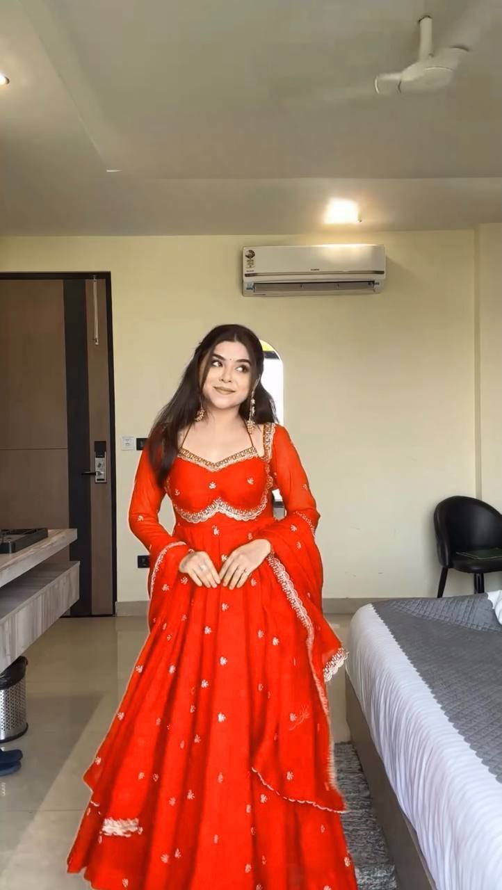 Fox Georgette Rembo Sequence Gown Pant Dupatta Set