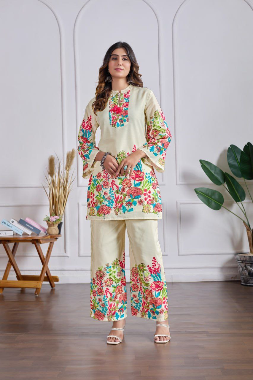Floral Print Heavy Cotton Co-ord Set – Top & Pant