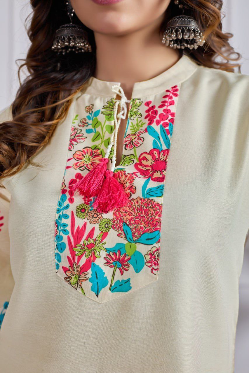 Floral Print Heavy Cotton Co-ord Set – Top & Pant