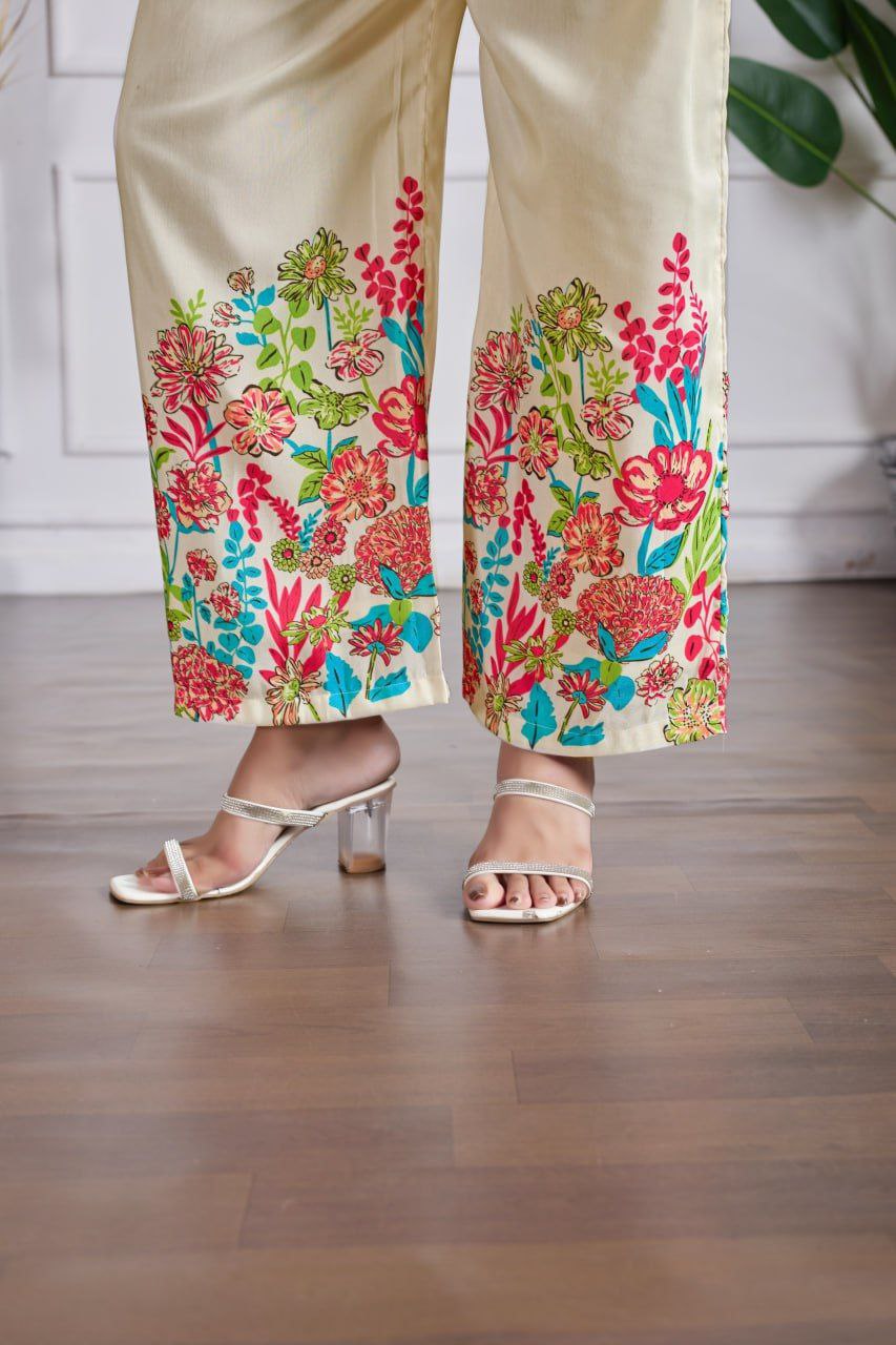 Floral Print Heavy Cotton Co-ord Set – Top & Pant