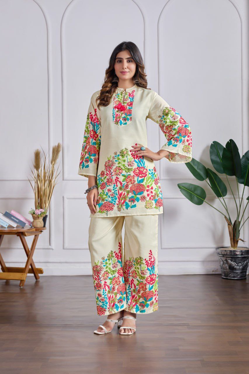 Floral Print Heavy Cotton Co-ord Set – Top & Pant