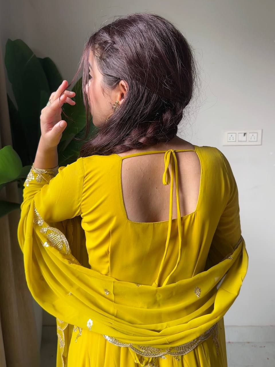 Fox Georgette Sequence Embroidered Gown Pant Dupatta Set