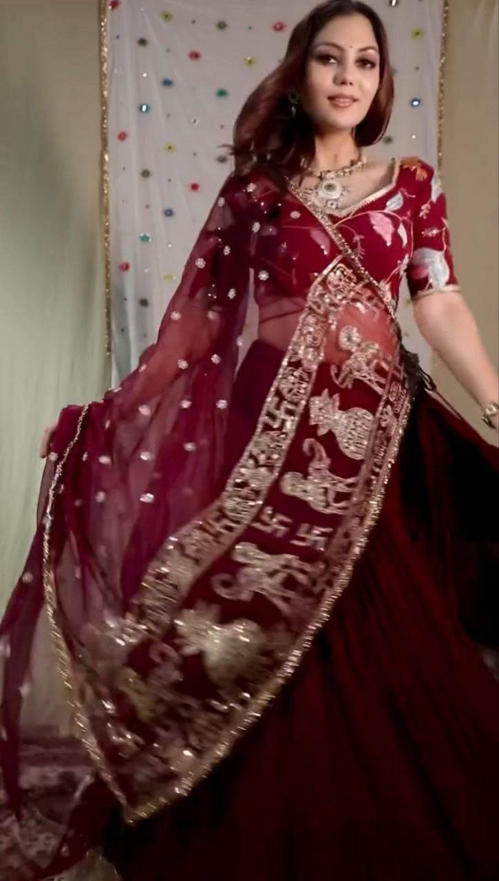 Fox Georgette Navratri Special Lehenga Choli with Heavy Embroidery Sequins Work & 9 Meter Flair