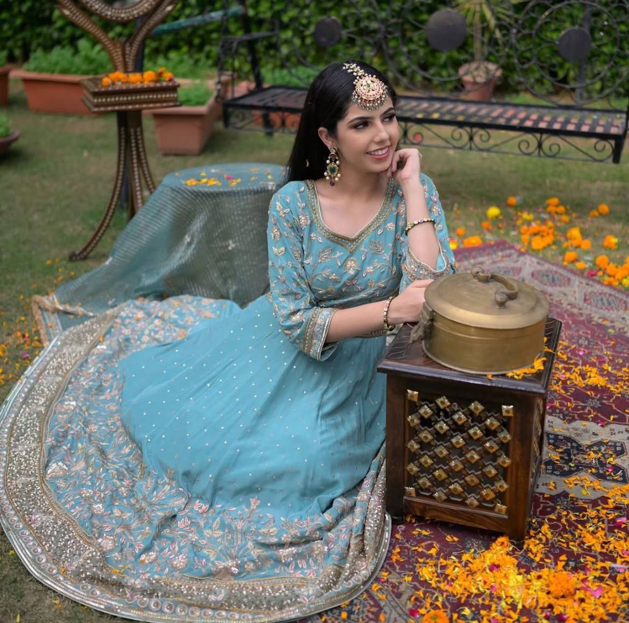 Fox Georgette Embroidered Gown with Dupatta Heavy Sequence Premium Quality