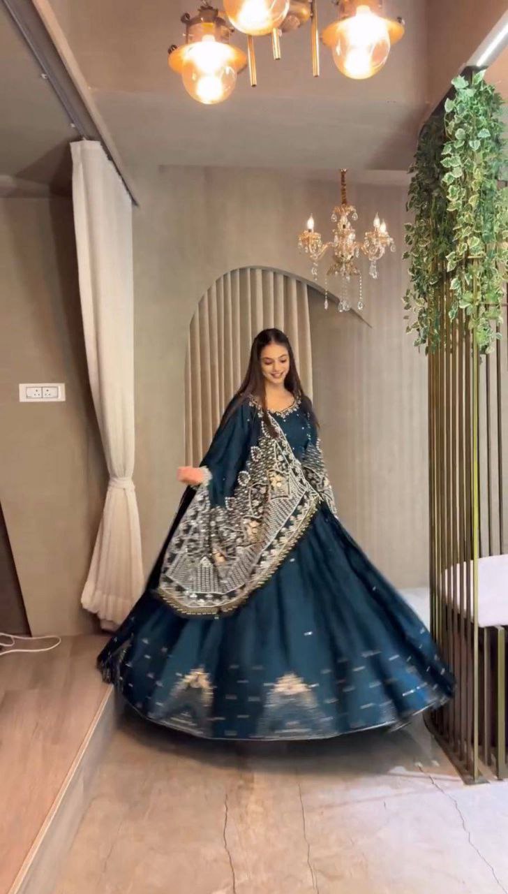 Crepe Silk Embroidered Lehenga Choli Set with Dupatta Premium Quality