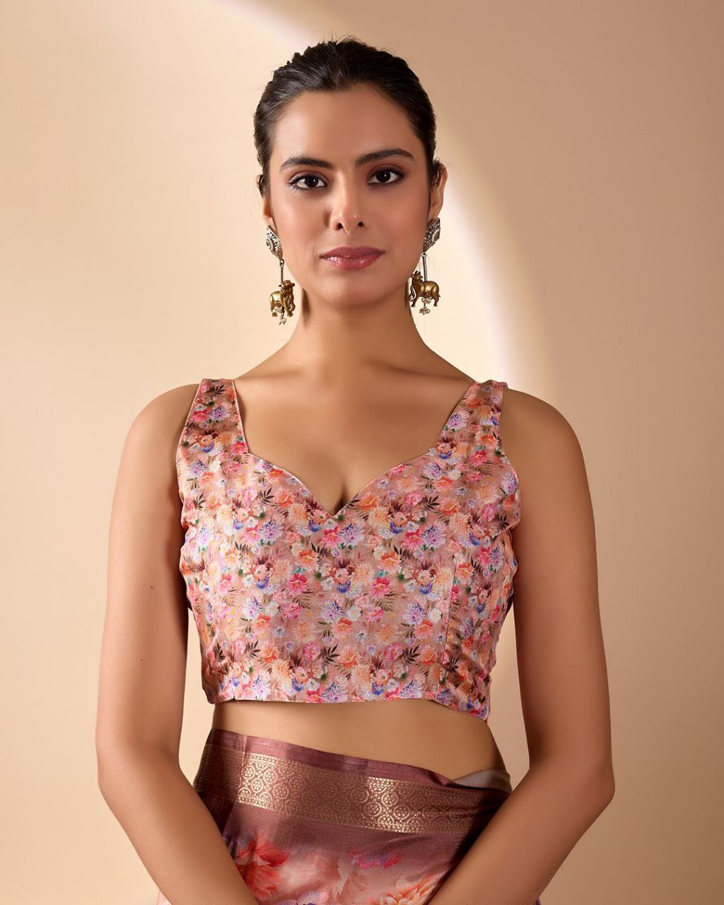 Elegant Soft Lichi Silk Floral Digital Print Saree with Zari Border