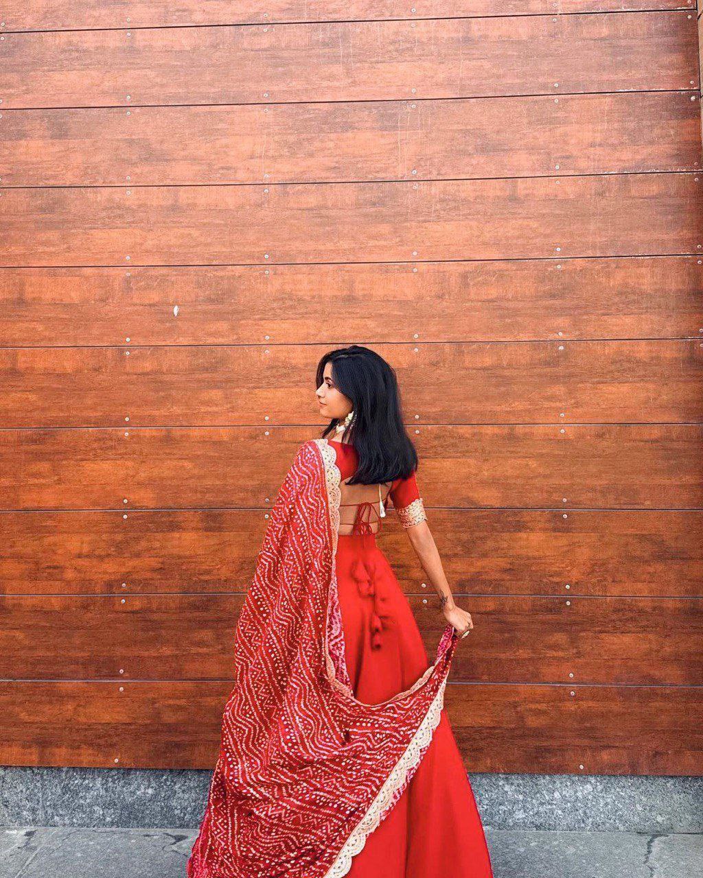Gorgeous Red Georgette Embroidered Lehenga Set with Dupatta
