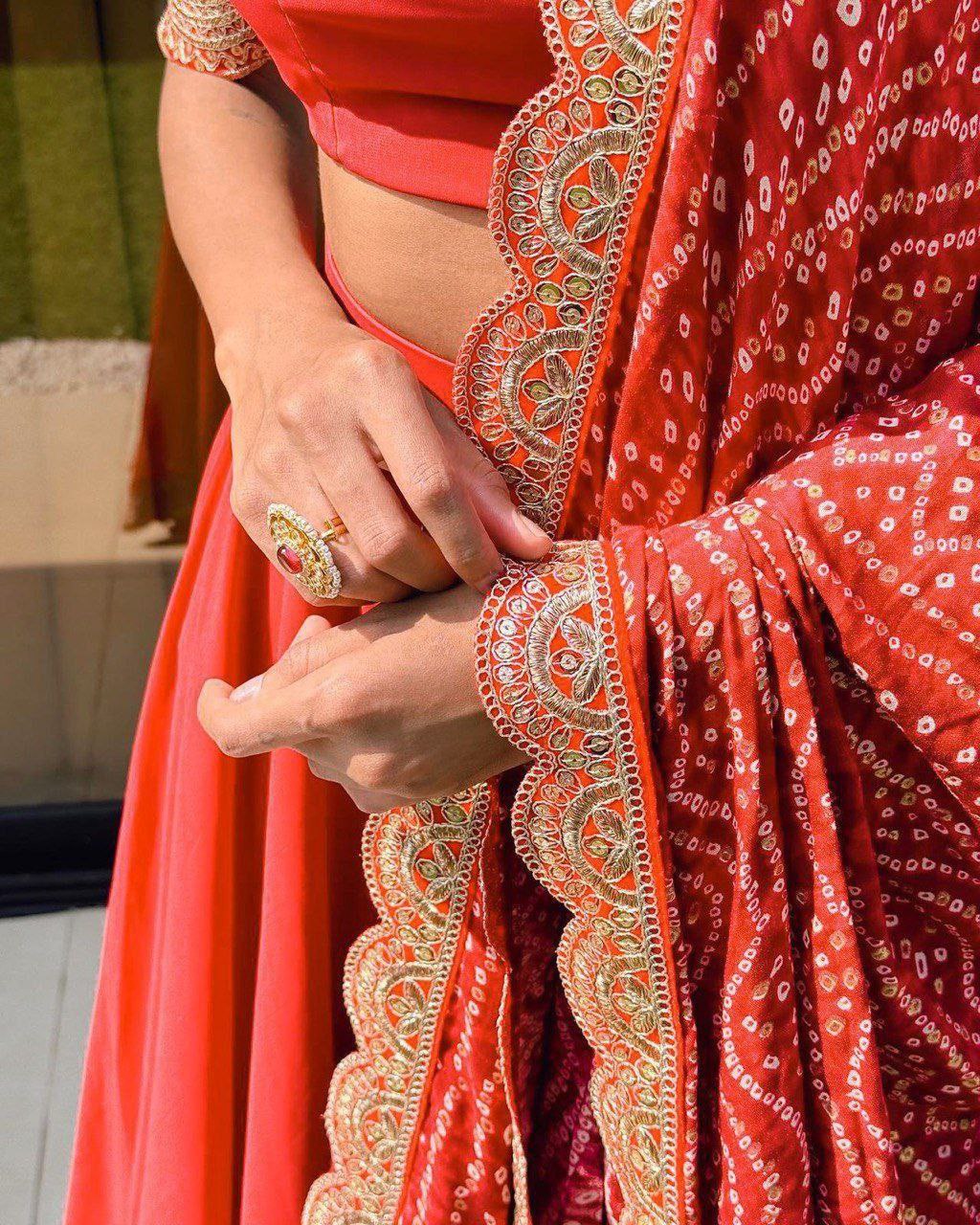 Gorgeous Red Georgette Embroidered Lehenga Set with Dupatta