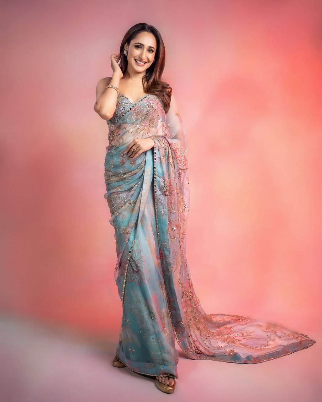 Premium Tabby Silk Mirror Work Saree
