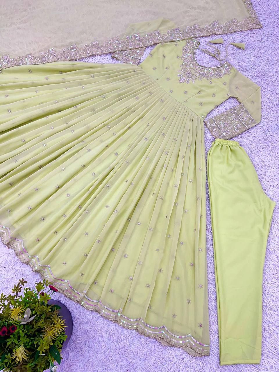 Heavy Embroidery Rembo Sequence Work With Moti Work