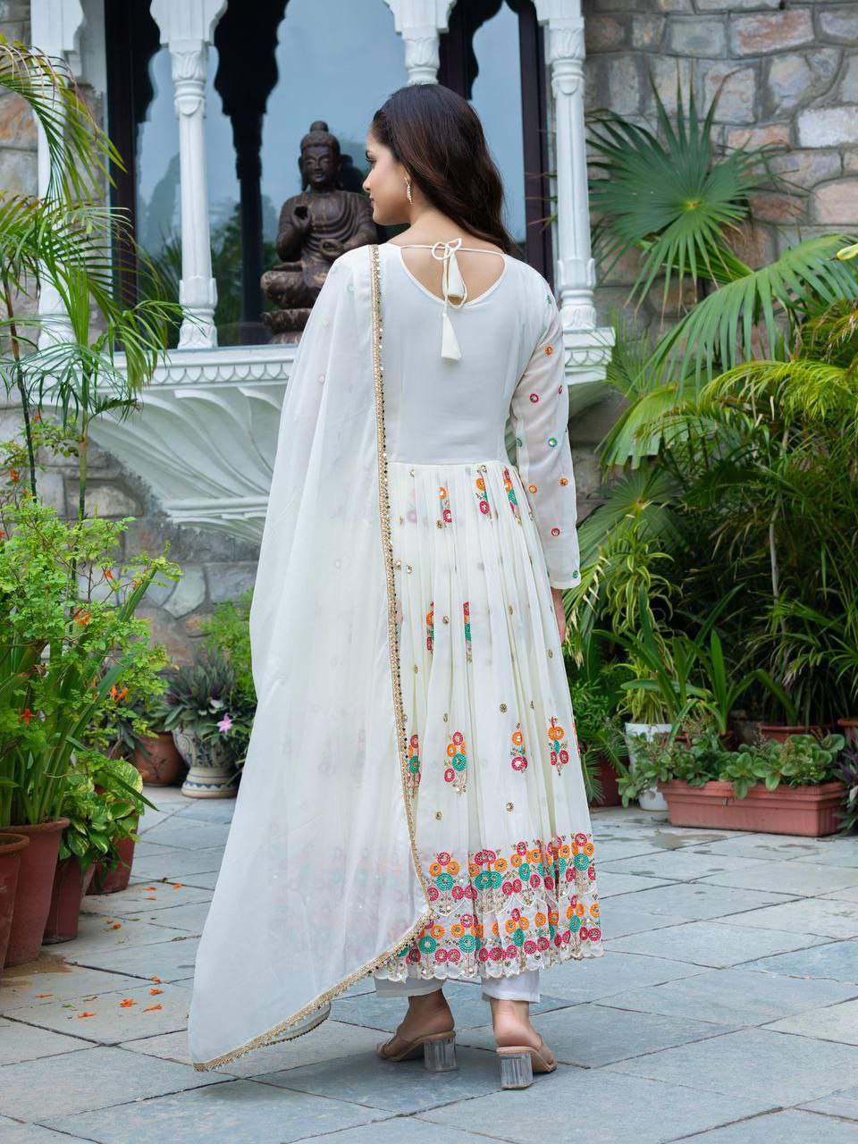 Designer Party Wear Embroidered Gown with Dupatta – Stitched Set