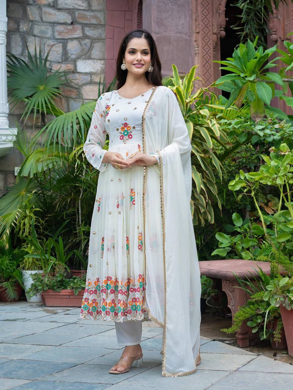 Designer Party Wear Embroidered Gown with Dupatta – Stitched Set