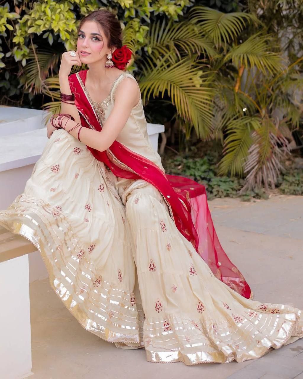 Elegant Chinon Designer Sharara Suit with Sequence Work