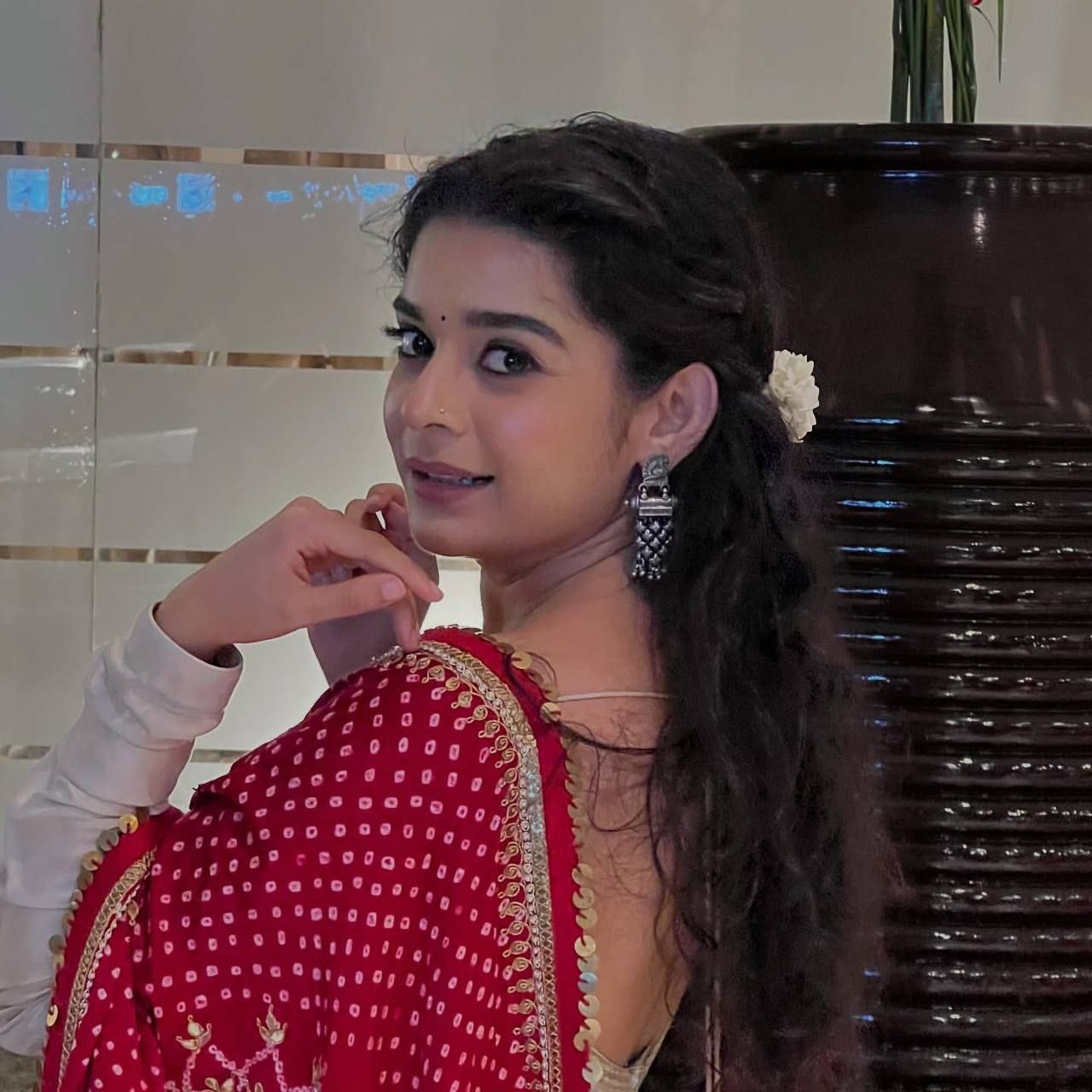 Roman Silk Flair Gown with Pant & Digital Print Dupatta – Elegant Festive Ensemble