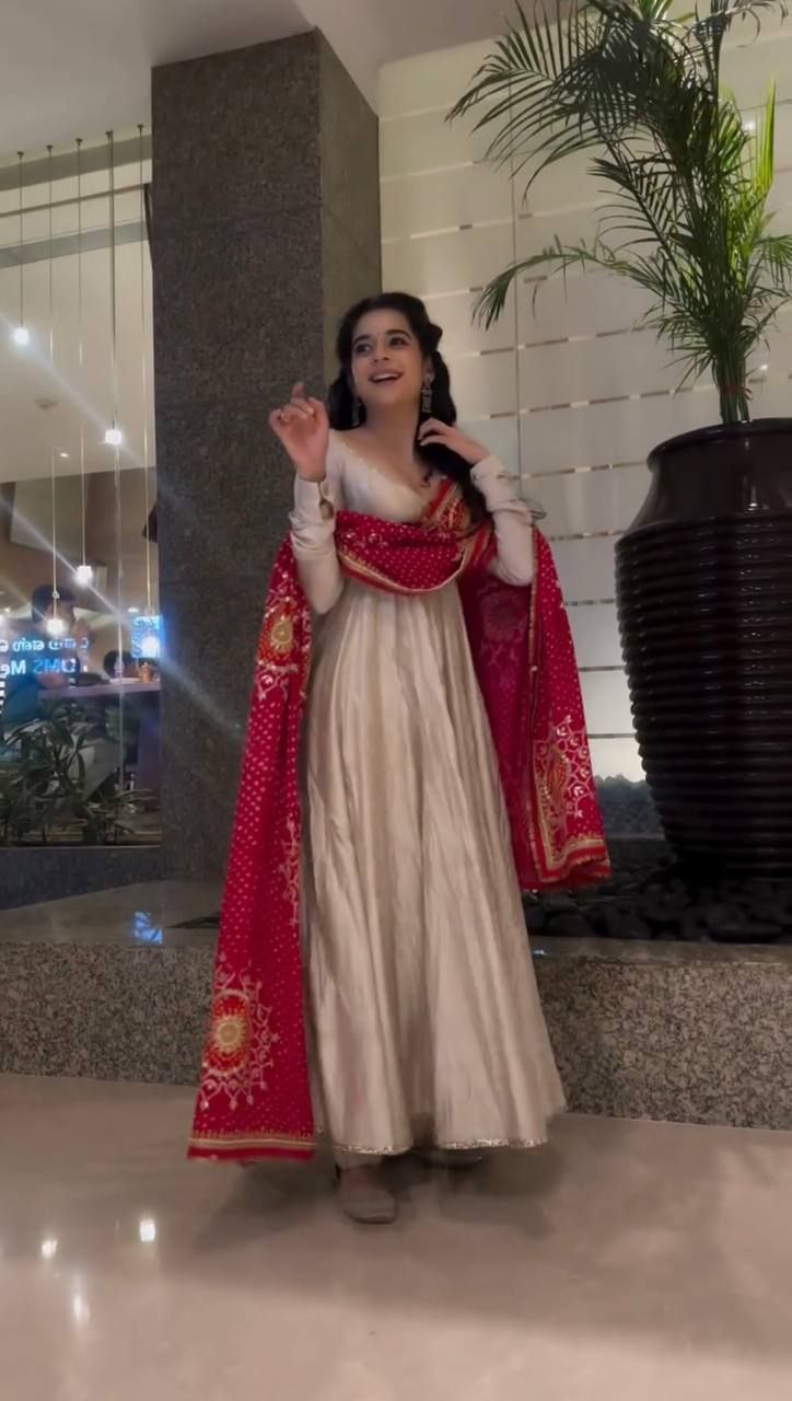 Roman Silk Flair Gown with Pant & Digital Print Dupatta – Elegant Festive Ensemble