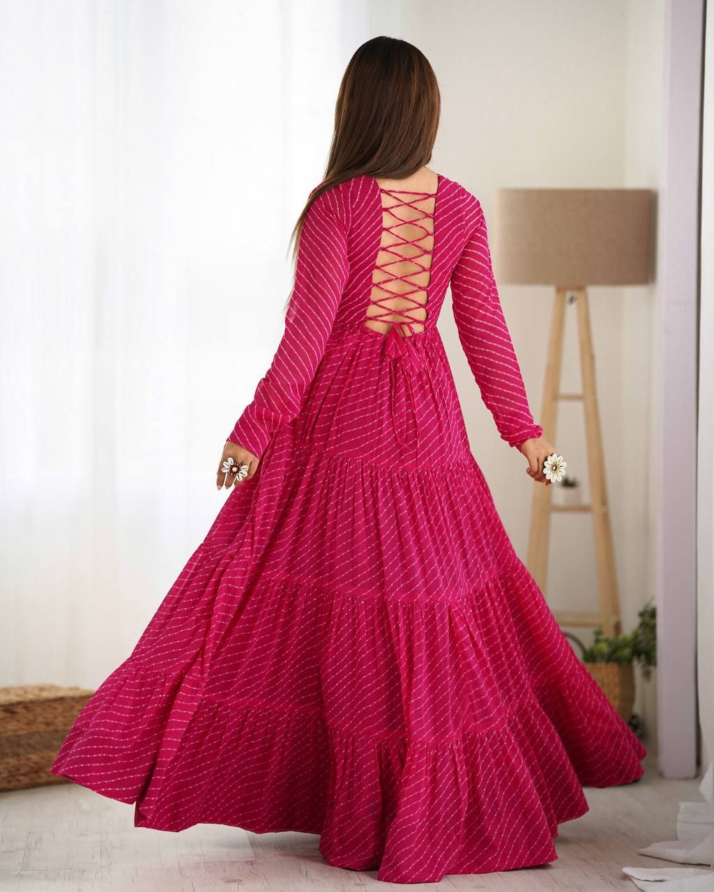 Designer Fox Georgette Laheriya Print Anarkali Gown