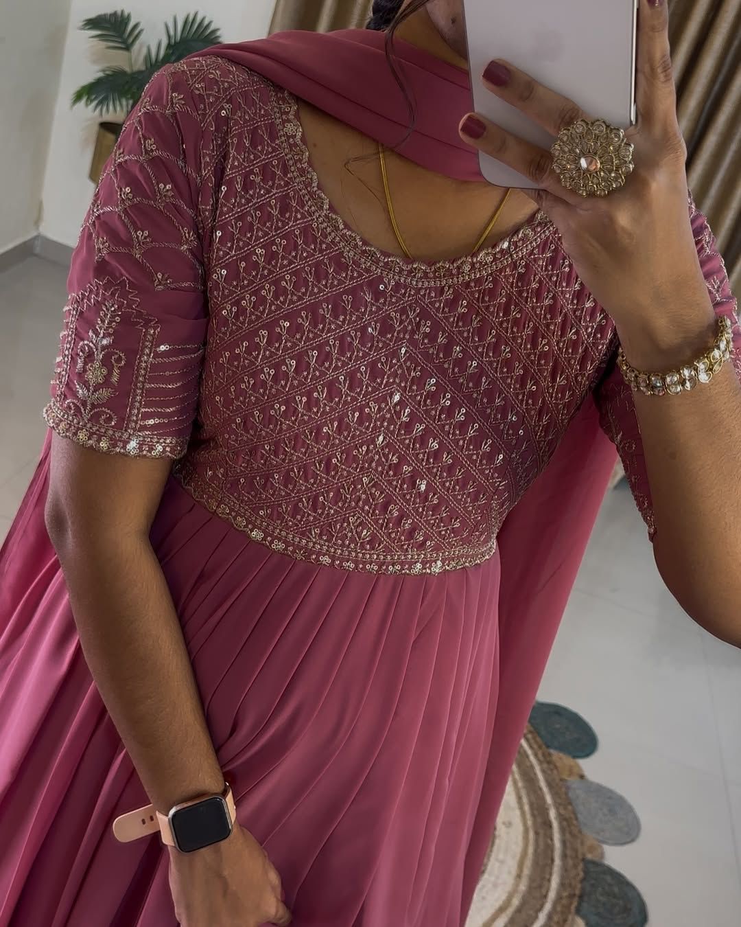 Premium Faux Georgette Embroidered Sequence Work Party Wear Gown