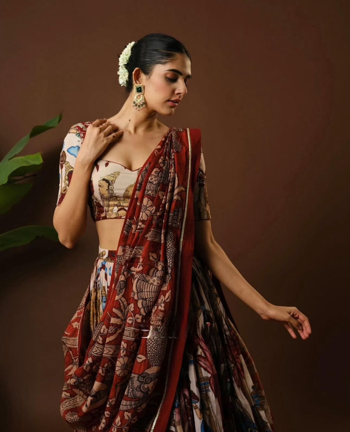 Premium Kalamkari Cotton Lehenga Choli with Dupatta