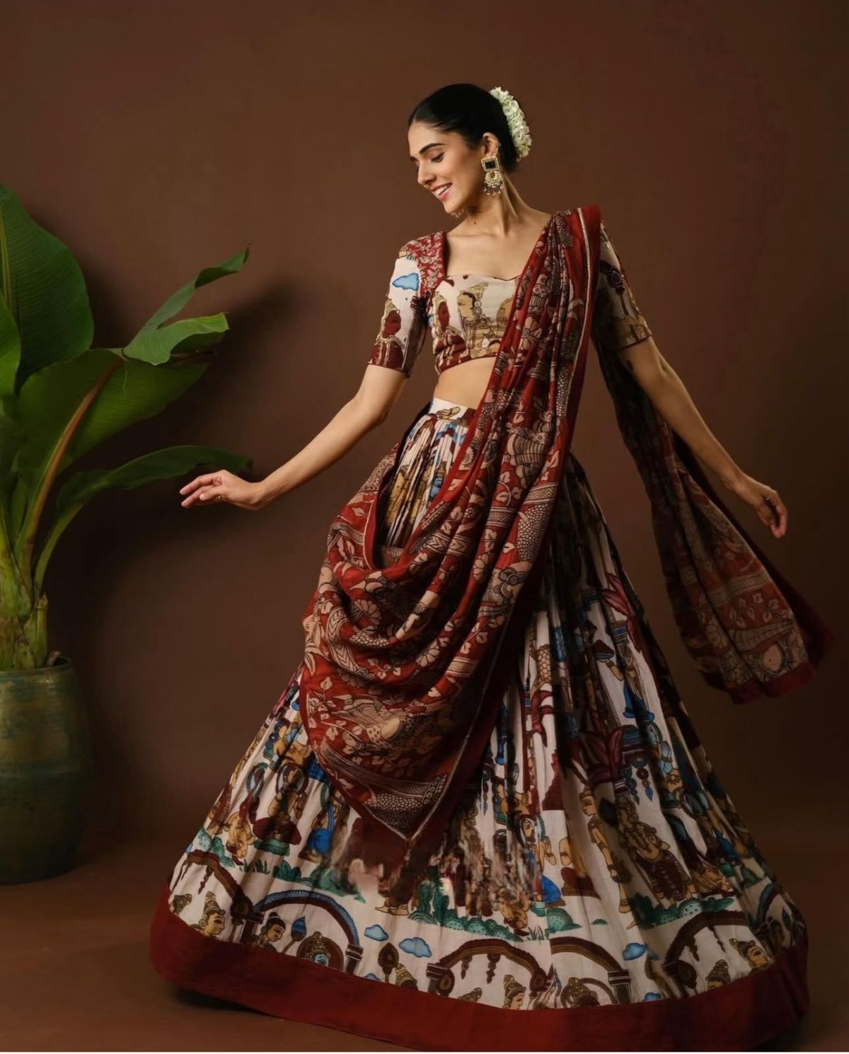 Premium Kalamkari Cotton Lehenga Choli with Dupatta