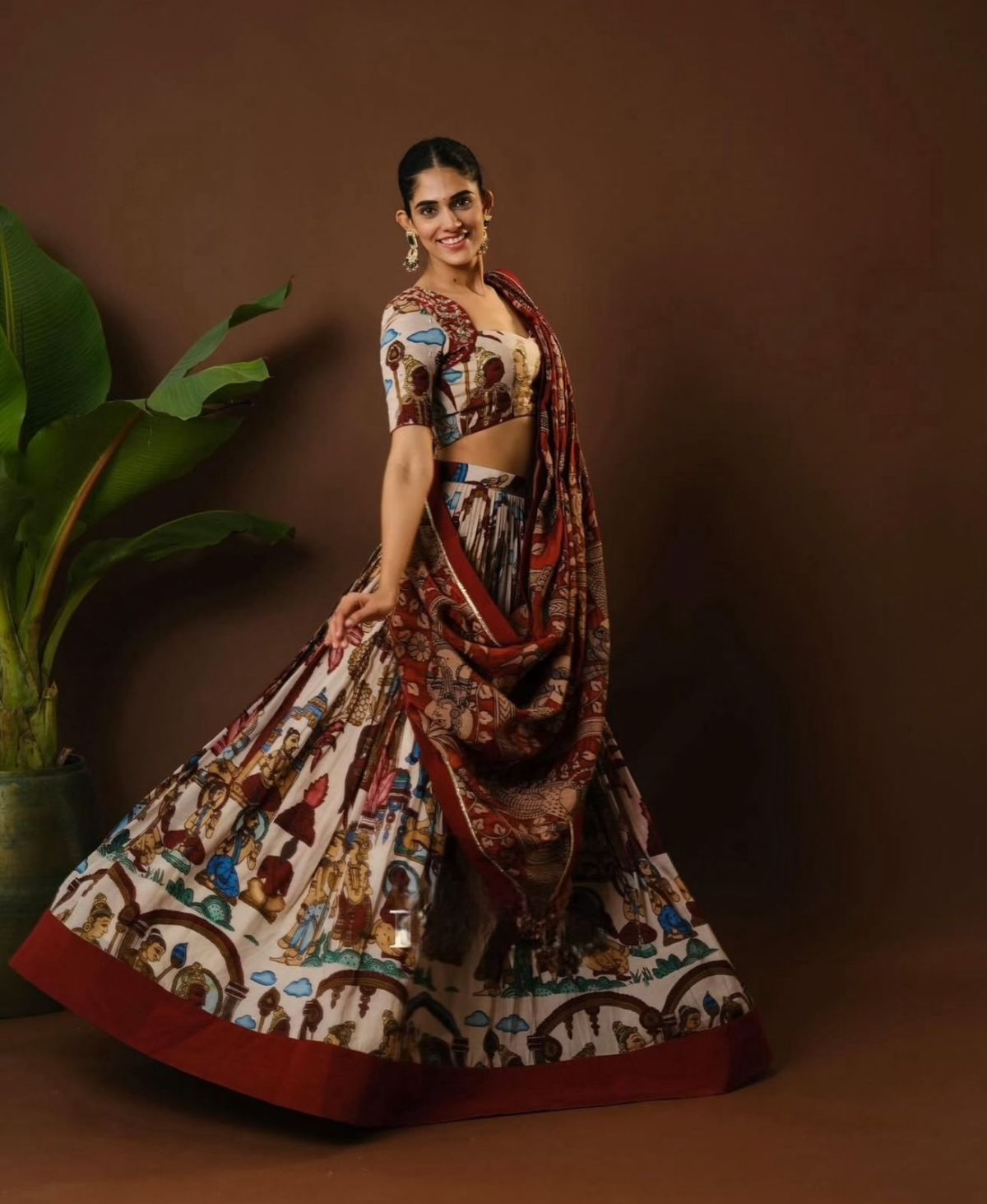 Premium Kalamkari Cotton Lehenga Choli with Dupatta