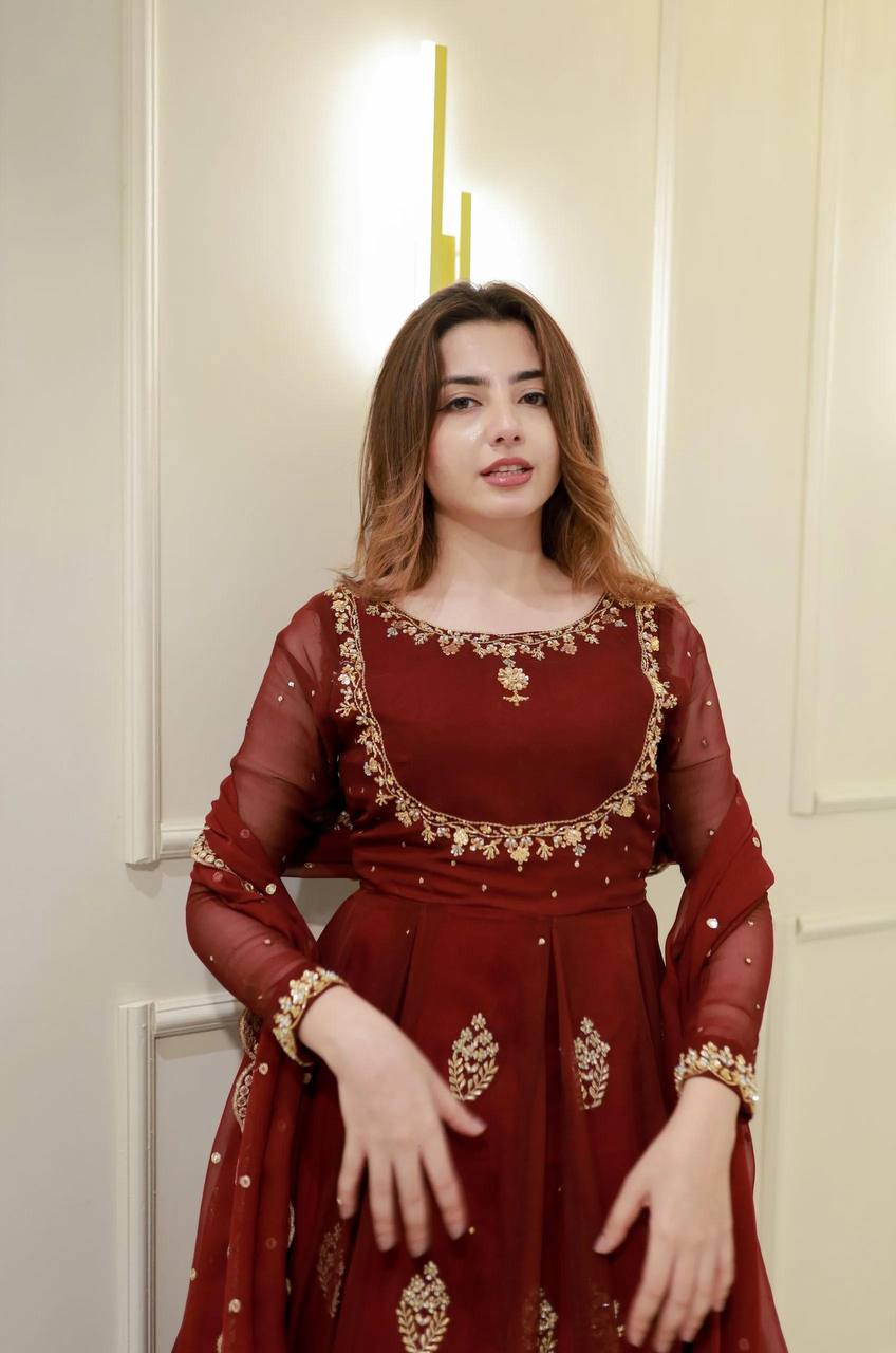 Exclusive Georgette Sequence Embroidery Gown with Dupatta