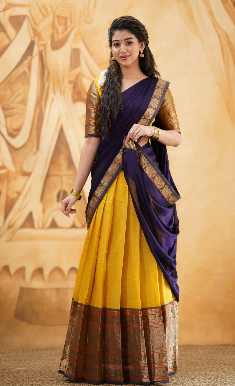 Elegant Kanjivaram Silk Stitched Lehenga with Zari Work & Georgette Dupatta