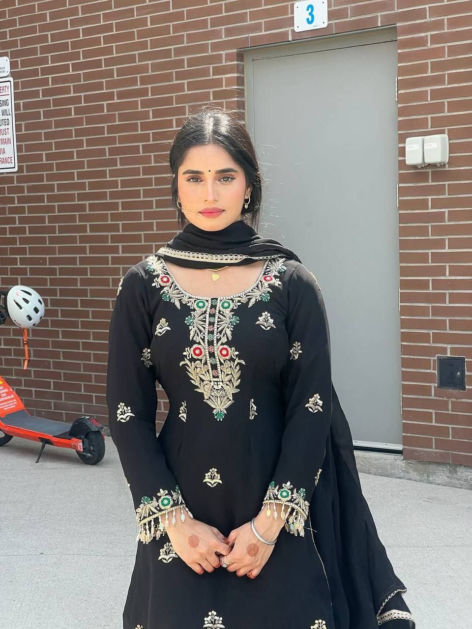 Heavy Chinon Silk Emboidery Work and Heavy Lace Work with Sleeve