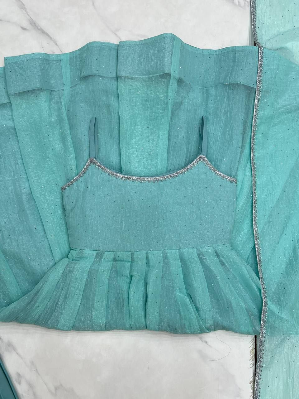 Premium Crunchy Silk SiroSki Work Anarkali Set With Dupatta