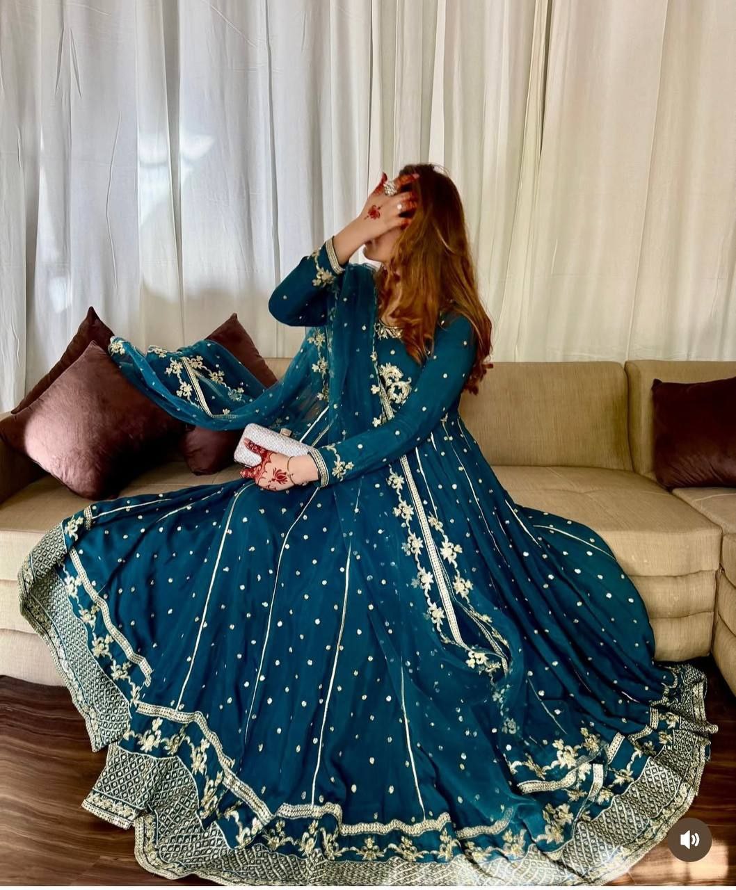 Elegant Georgette Embroidered Gown Set with Dupatta – Premium Partywear