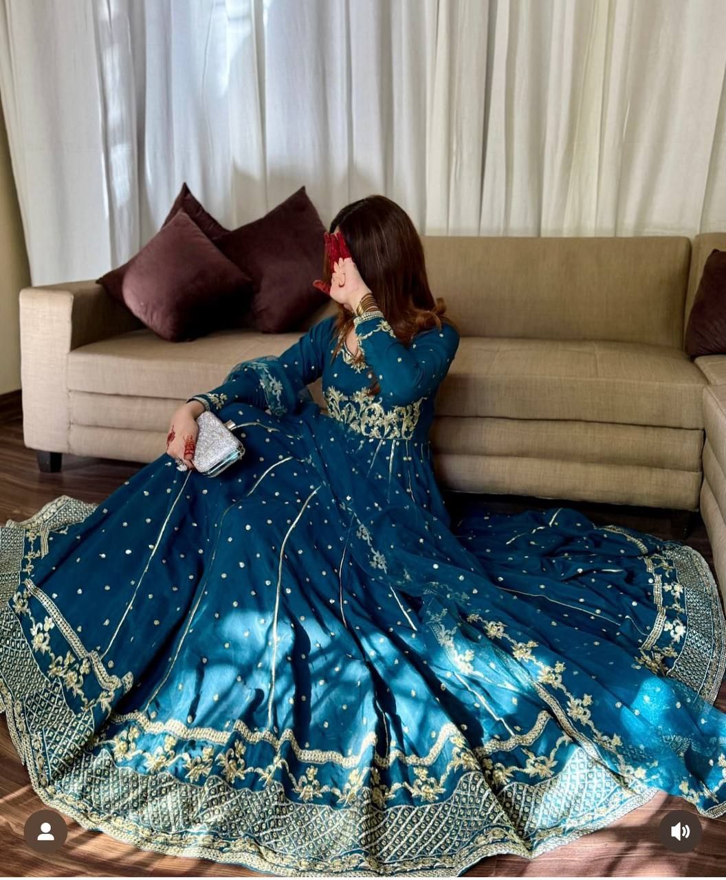 Elegant Georgette Embroidered Gown Set with Dupatta – Premium Partywear