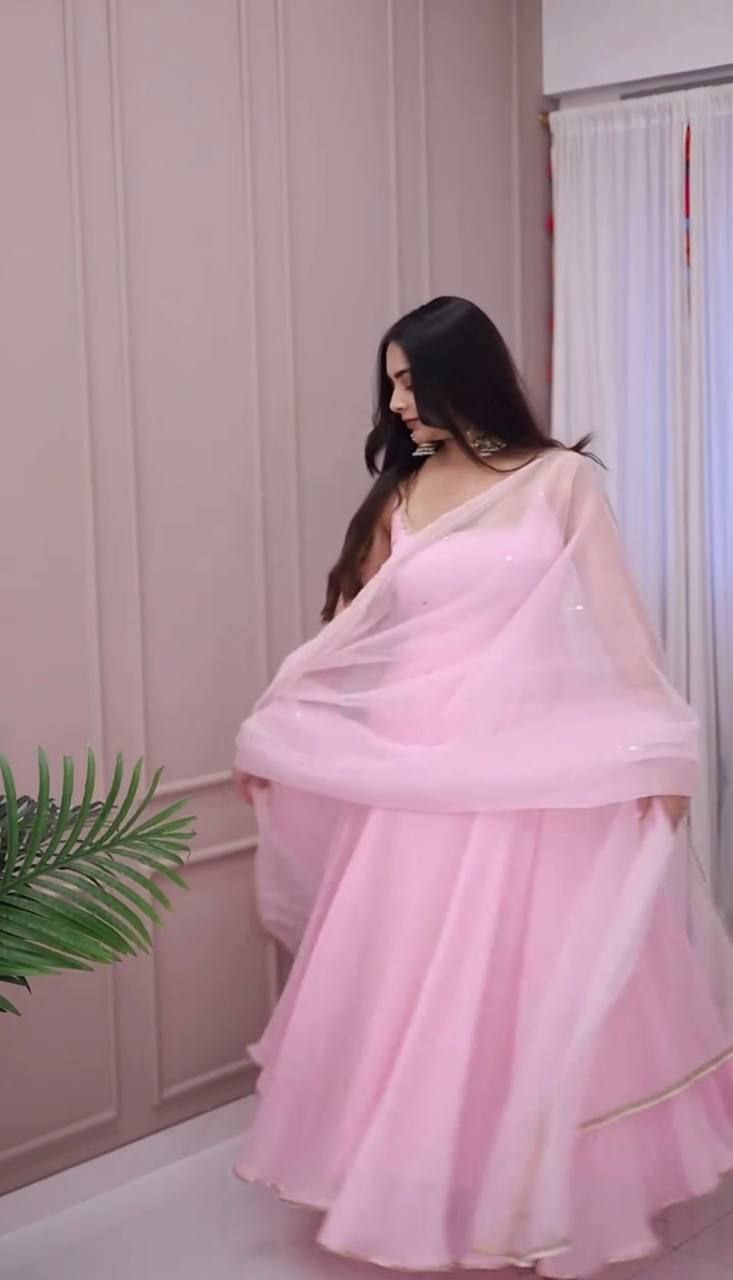 Elegant Faux Georgette Embroidered Suit Set With Fancy Dupatta