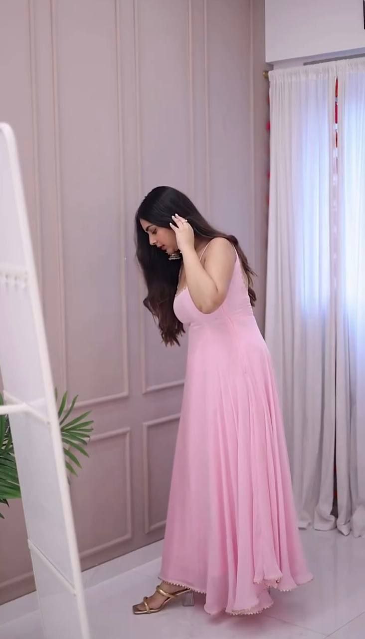 Elegant Faux Georgette Embroidered Suit Set With Fancy Dupatta