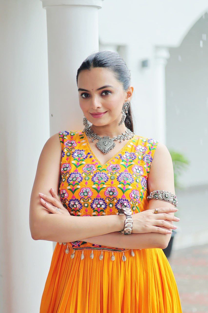 Maroon Rayon Kutchi Gamthi Mirror Work Embroidered Sleeveless Gown