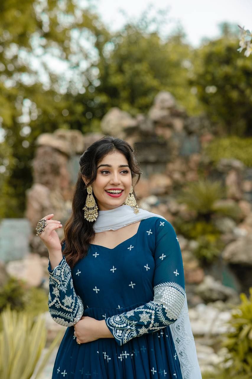 Premium Designer Anarkali Suit Set with Heavy Sequins & Embroidered Dupatta