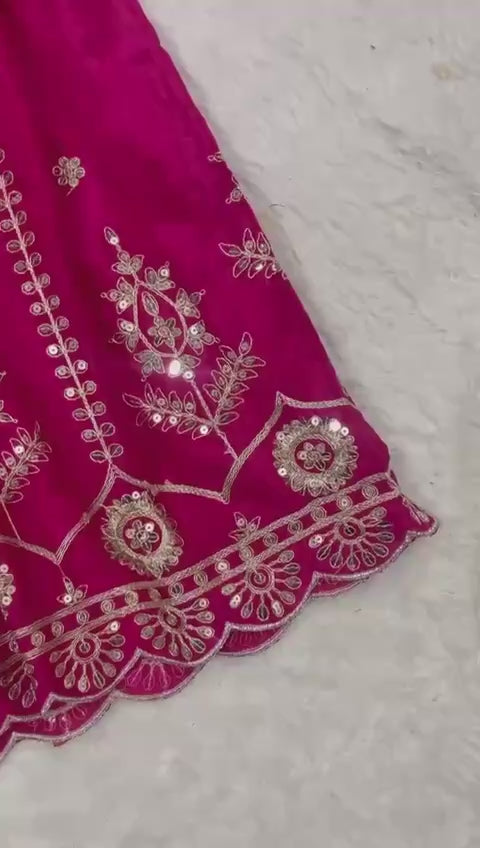 Load video: Exclusive Designer Chinnon Silk Embroidered Suit Set