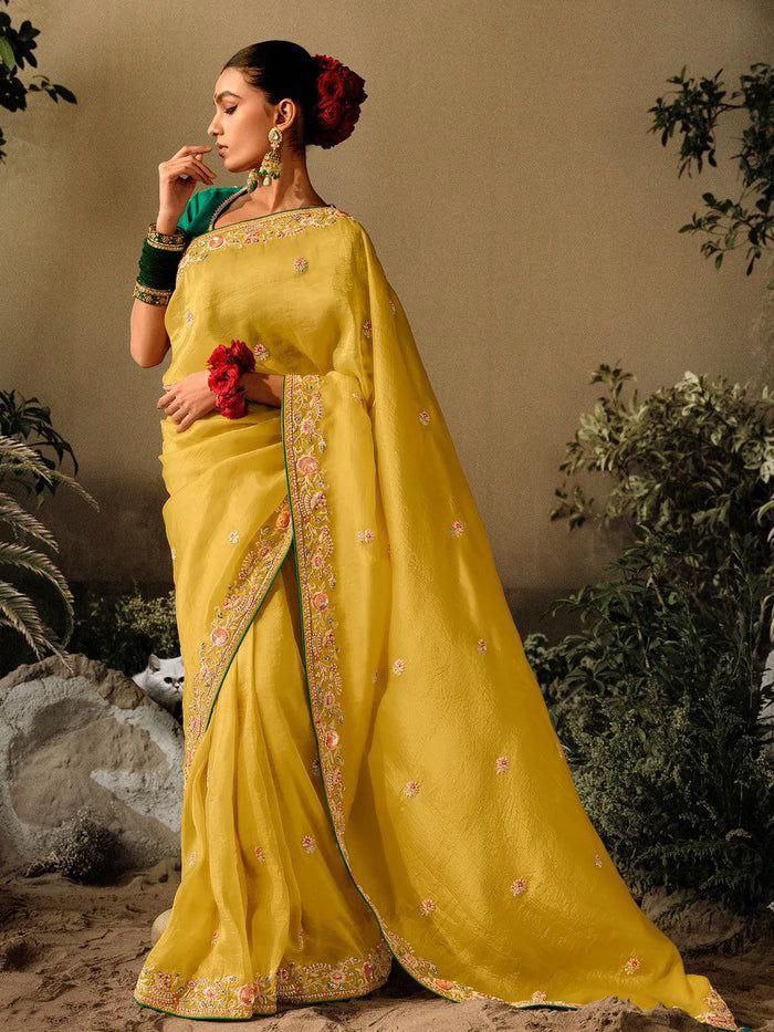 Elegant Wedding-Ready Chinon Silk Saree Set