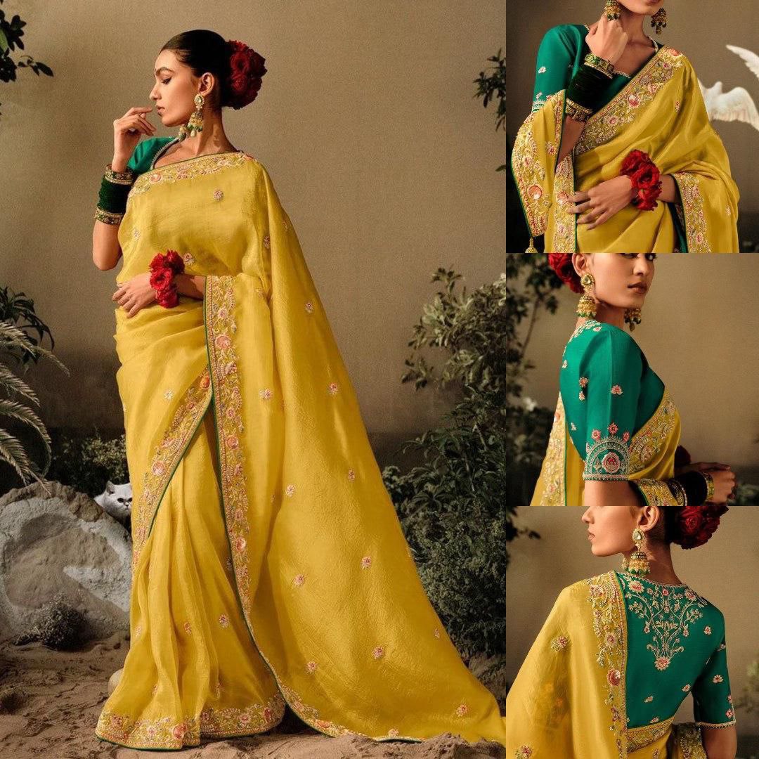 Elegant Wedding-Ready Chinon Silk Saree Set