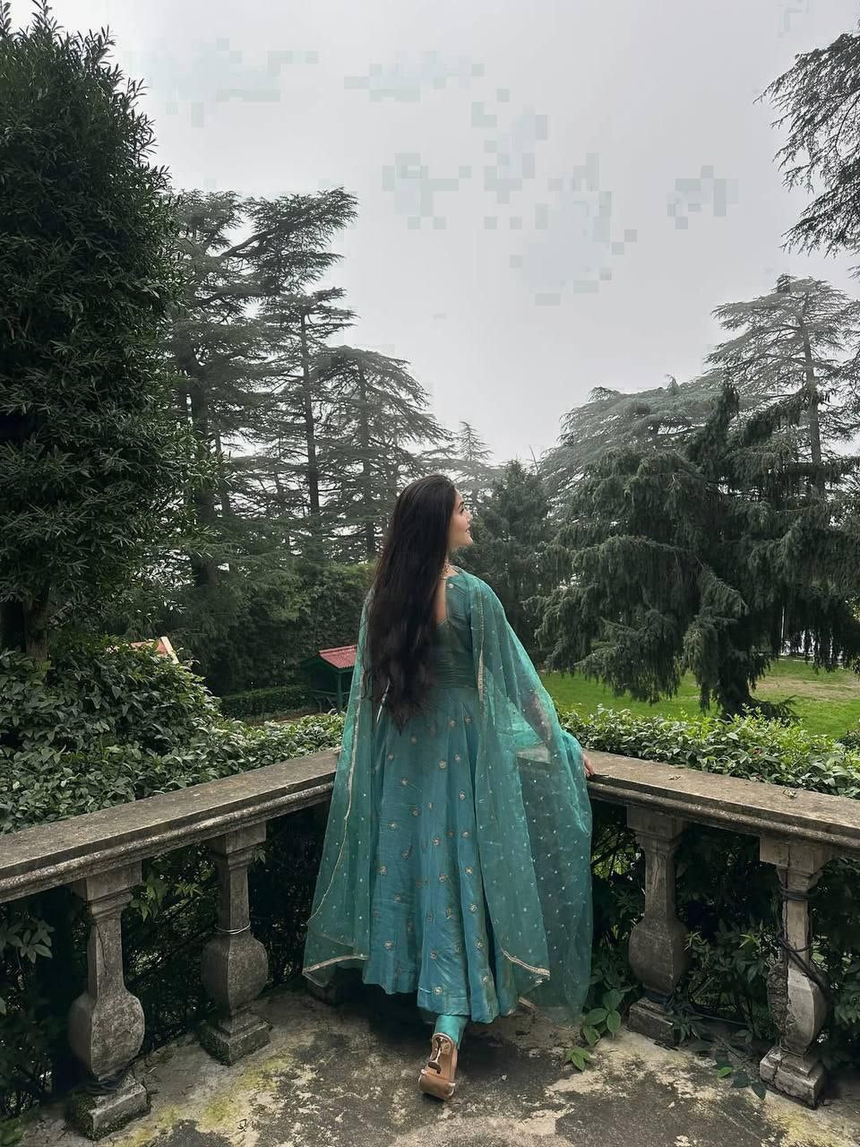 Designer Embroidered Simmar Silk Anarkali Set With Sequins