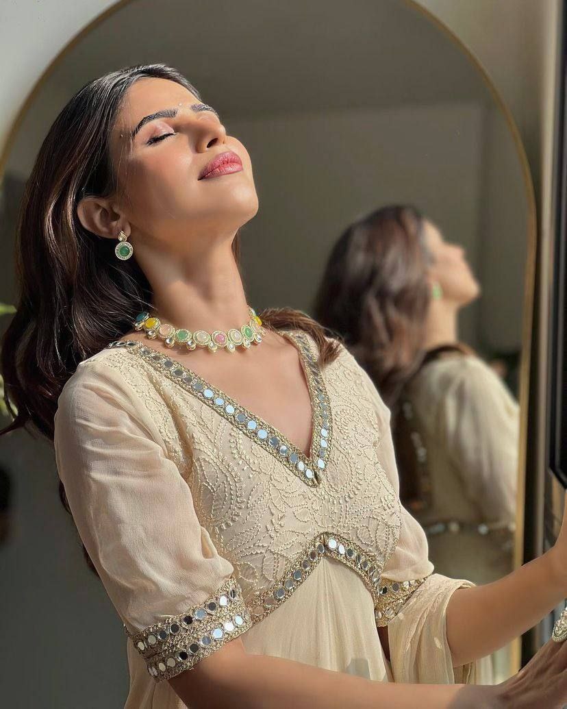 Premium Mirror Embroidered Anarkali Gown with Dupatta | Faux Georgette | 8 Meter Flair