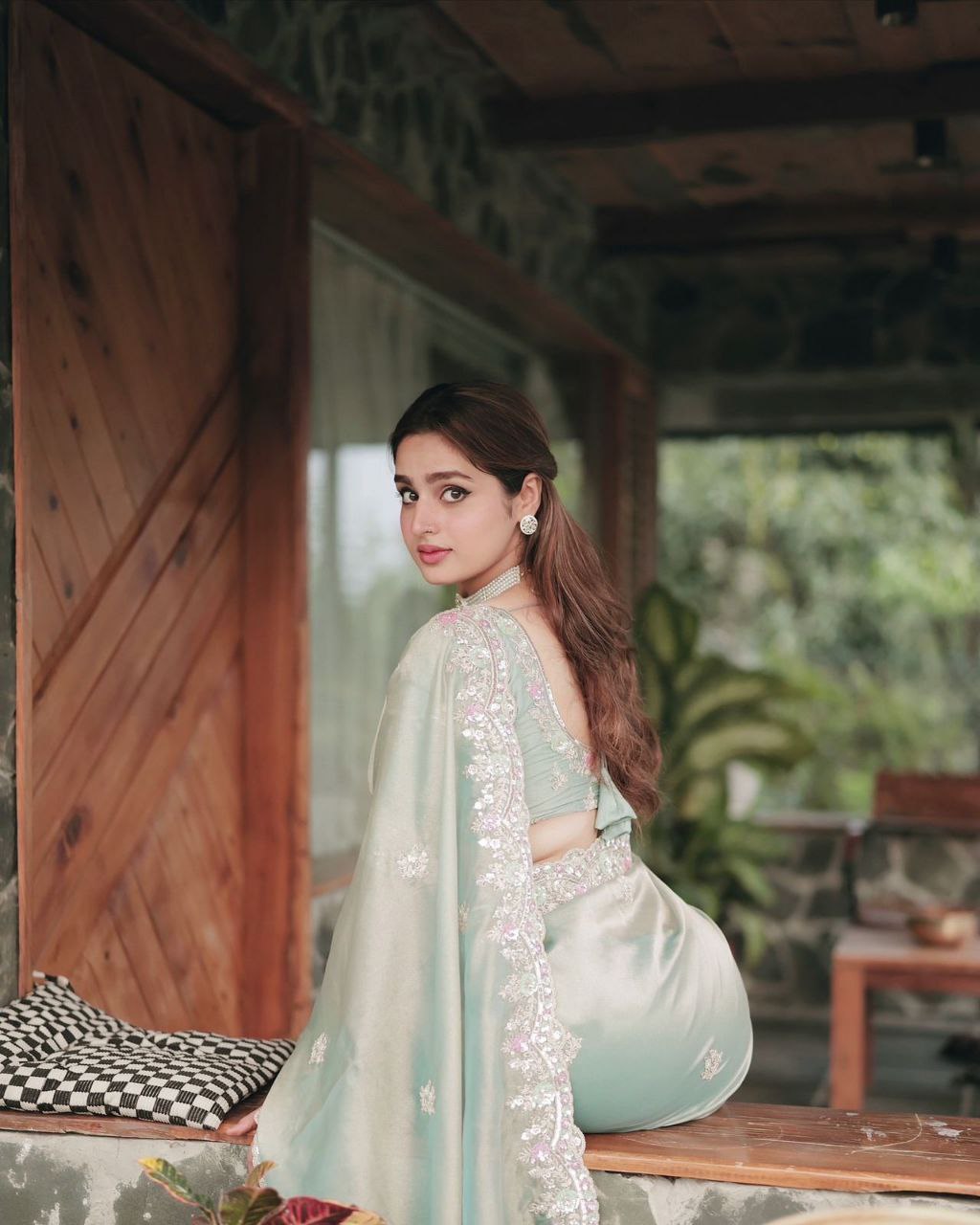 Exclusive Multicolour Sequin Embroidered Space Silk Saree Set