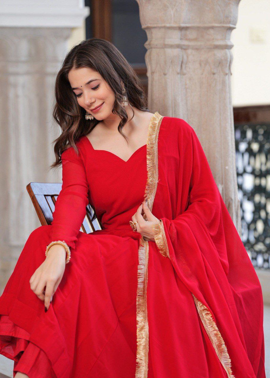 Woman Georgette long gown suit set