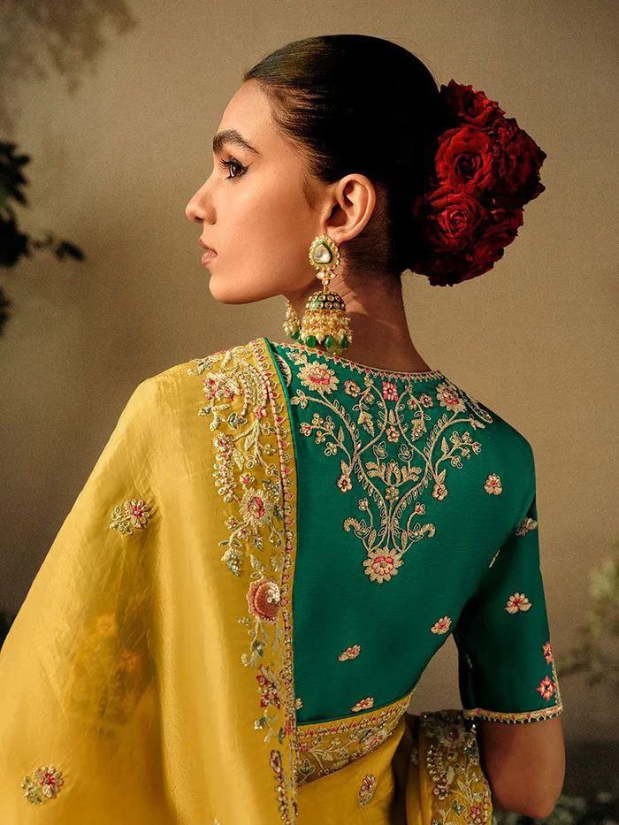 Elegant Wedding-Ready Chinon Silk Saree Set